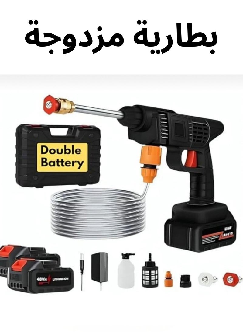 48V Cordless High Pressure Washer with 2 Batteries,30Bar Pressure Water Spray Gun, 48V Lithium Battery Lasts for Long Time with Fully Charged, Portable High Pressure Car Washer for Car/Fence/Wall/Deck Cleaning (48V) - Image 1